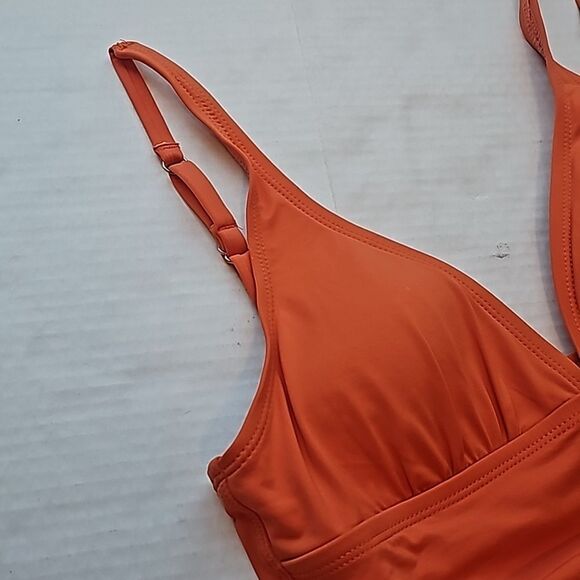 Tommy Bahama orange runched one piece swimsuit size 4 - Picture 3 of 8